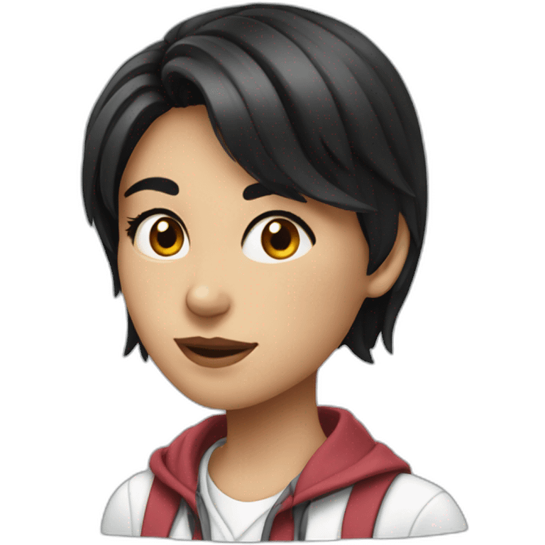 A beautiful black-haired Solvak girl who studies anatomy emoji