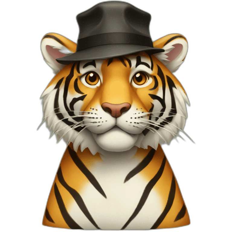 Tiger with a hat emoji