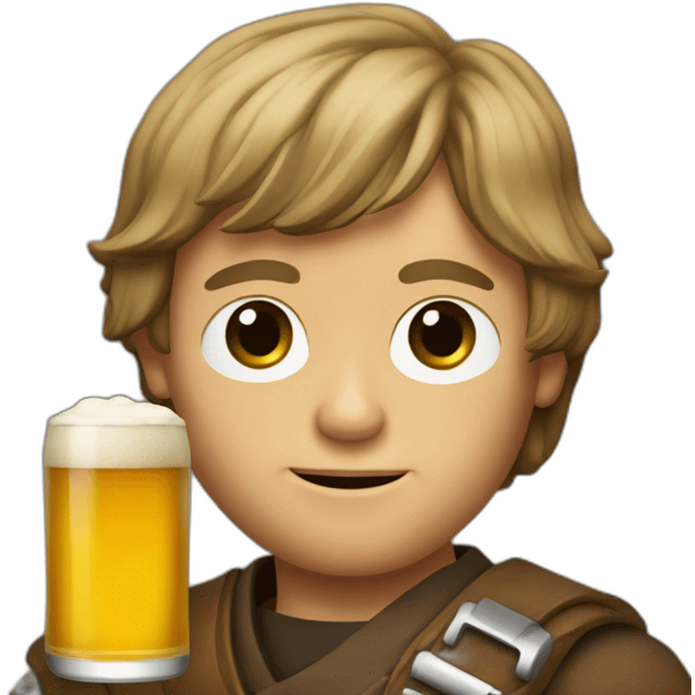 Luke Skywalker with a beer emoji