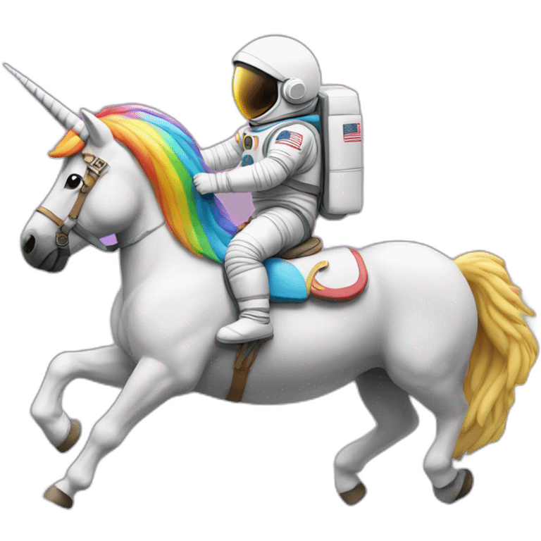 emoji of an astronaut riding a rainbow colored unicorn emoji