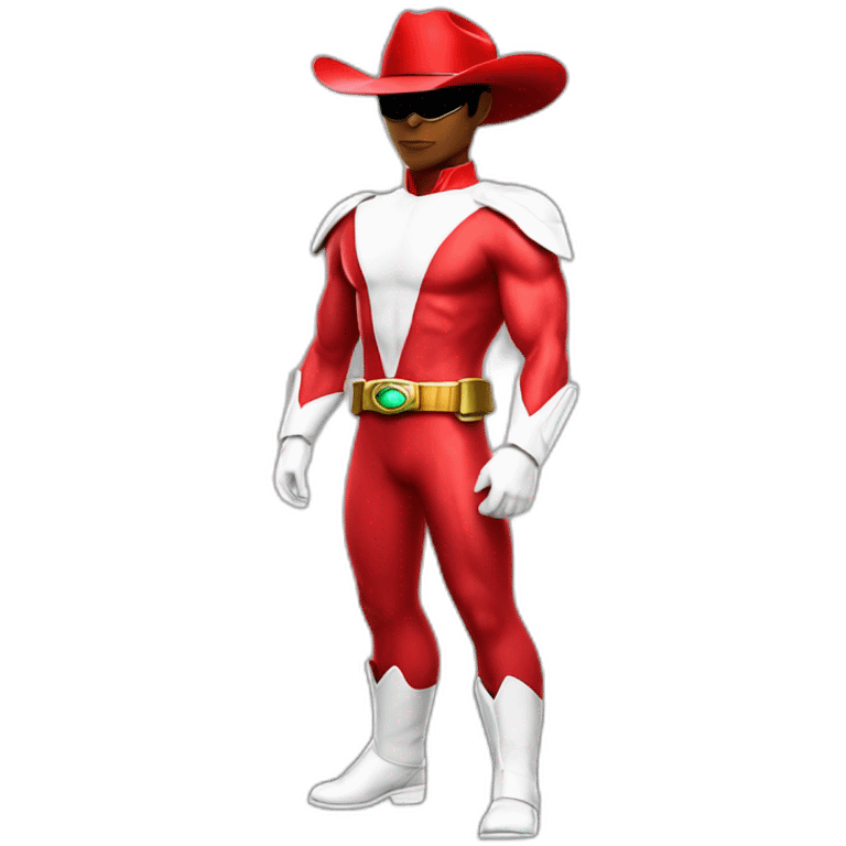 red power ranger full body with cowboy hat emoji