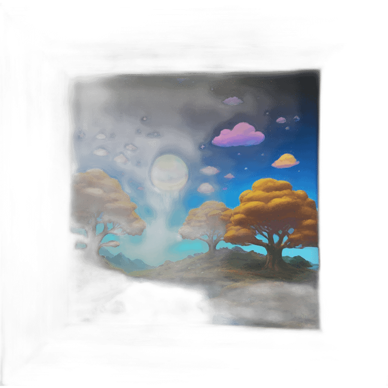 dreamland picture painting holographic in frame metalic emoji