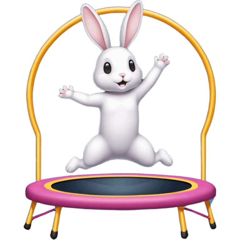 rabbit jumping on trampoline with starry sky and mirror emoji