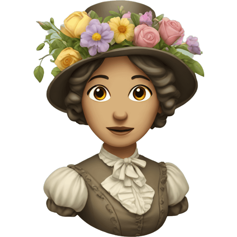 victorian lady  with flowers emoji