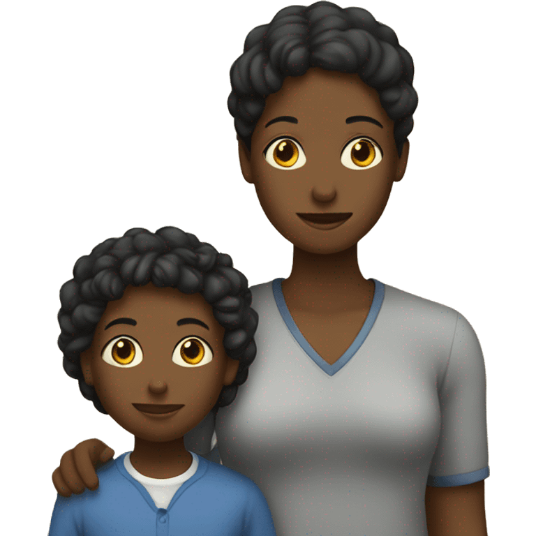 A black boy and his mother  emoji