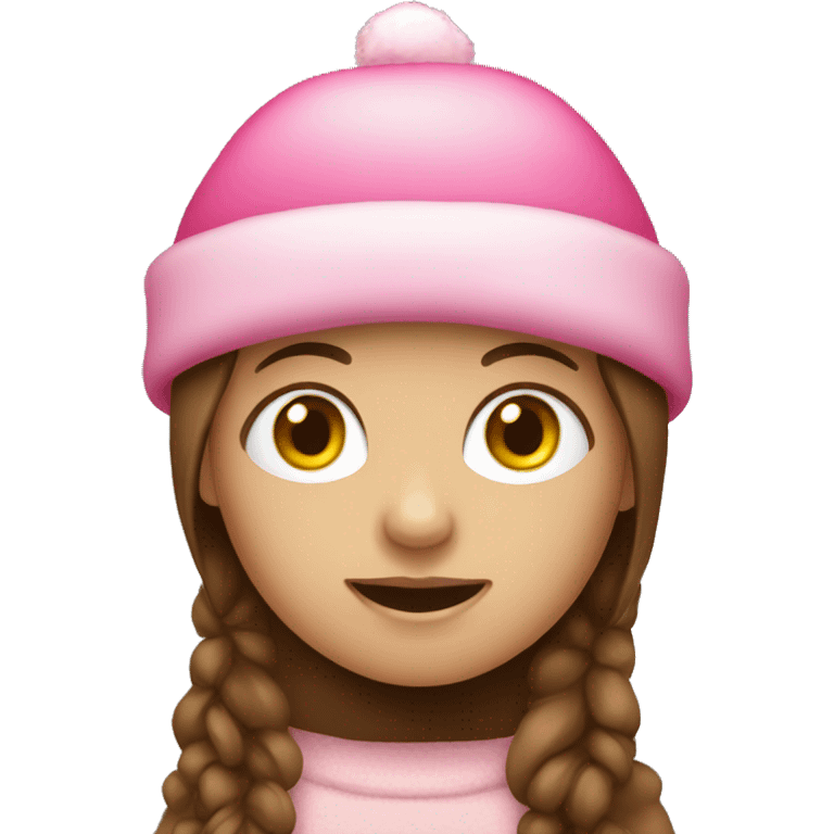 Girl with brown hair and a pink Christmas hat on  emoji