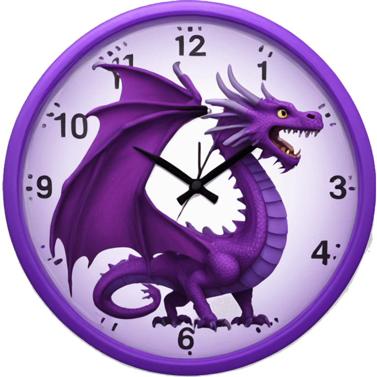 purple dragon  a clock emoji