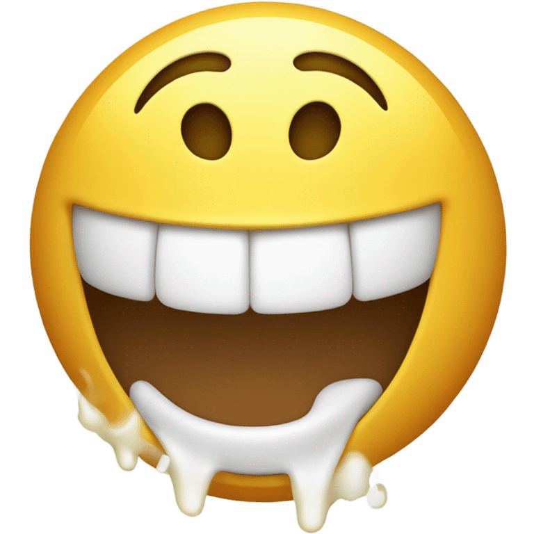 Smiling emoji having white honey fall out of its mouth  emoji