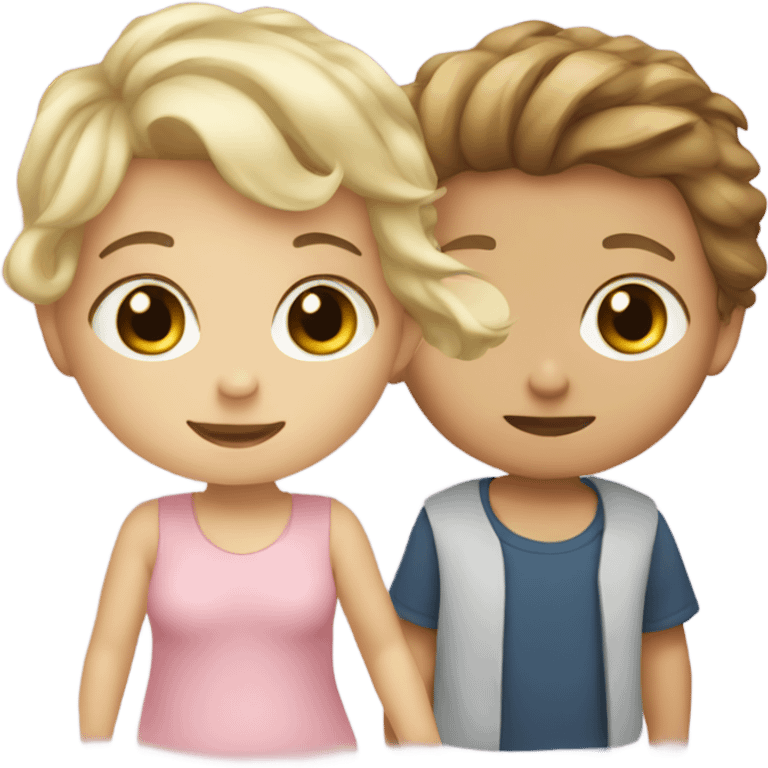 Baby boy with brown hair and girl with blonde hair emoji