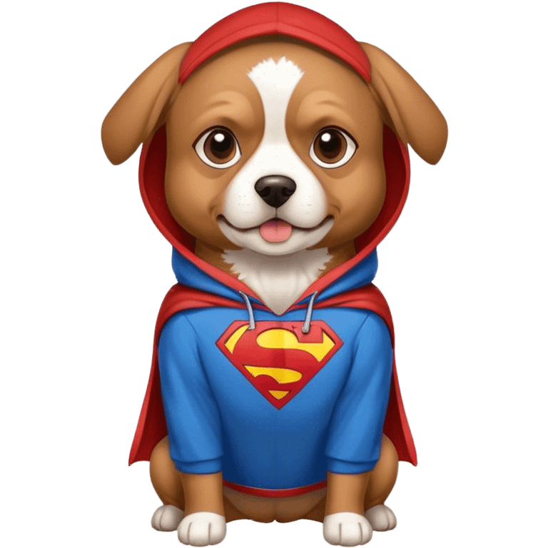 Dog wearing Superman hoodie emoji