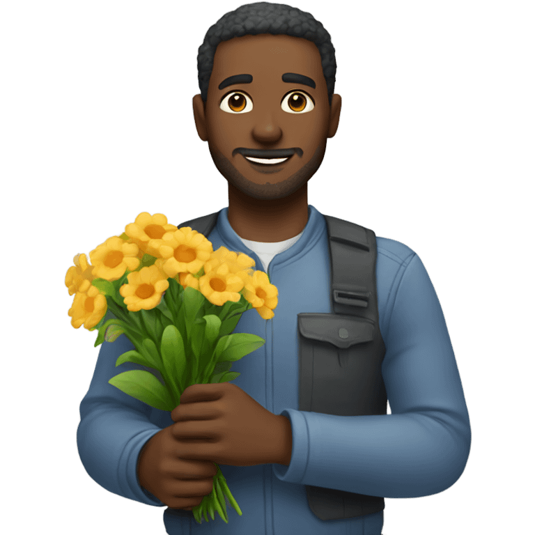 Man giving flowers emoji