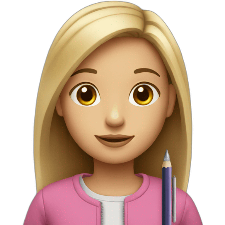 Girl with pen pencil book emoji