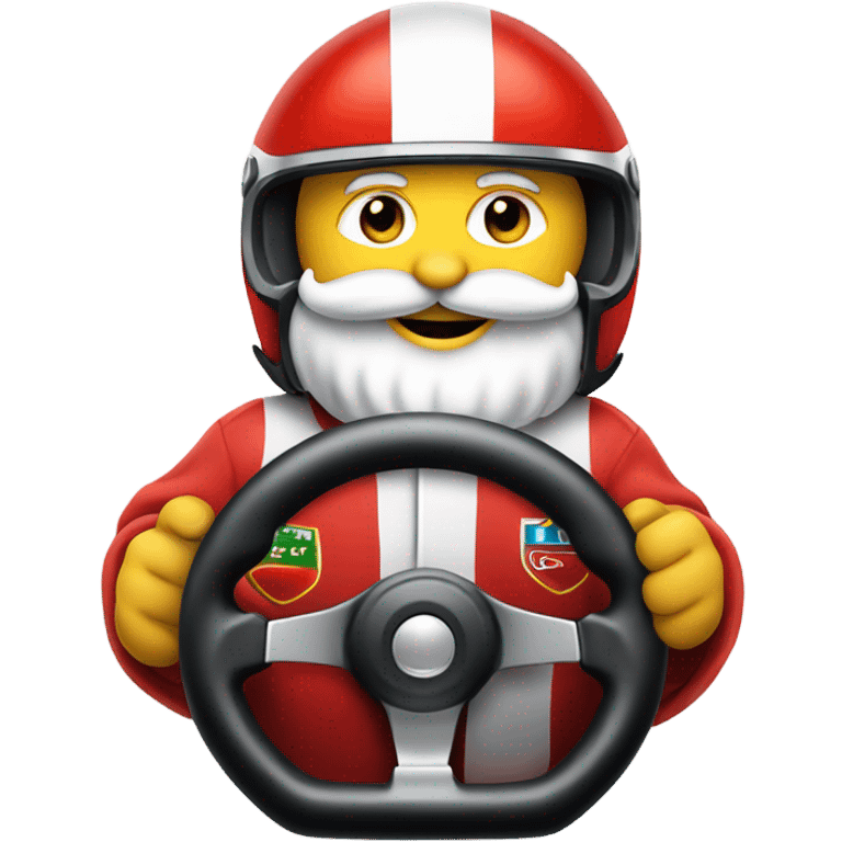 Santa driving a formula 1 race car emoji