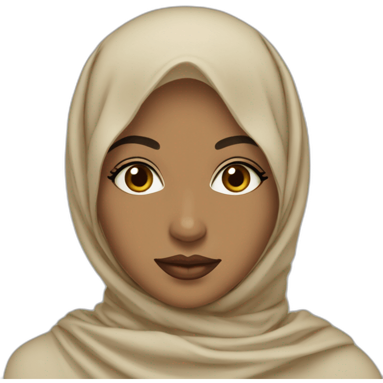 Olive skinned Hijabi with plump lips wearing beige shawl emoji