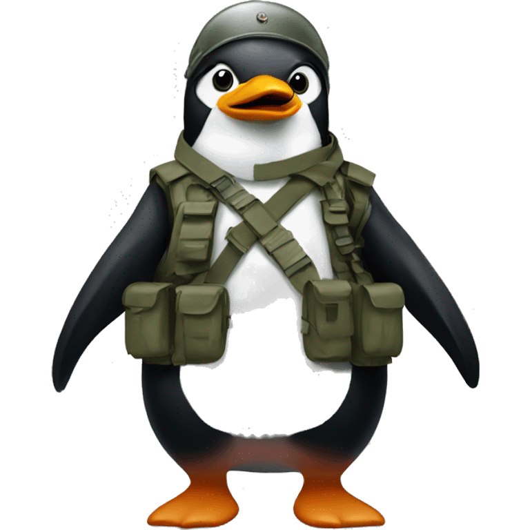 Pinguin in military gear emoji