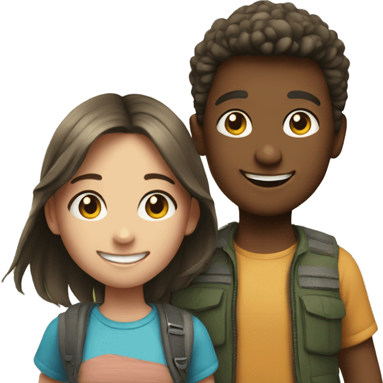 smiling girl and boy outdoors emoji