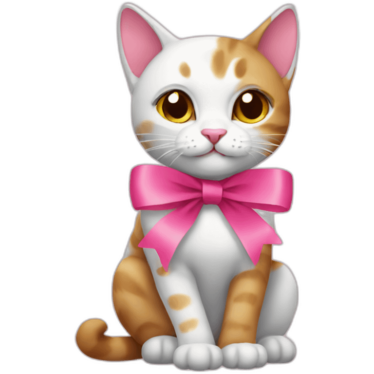 Cat with pink ribbon emoji