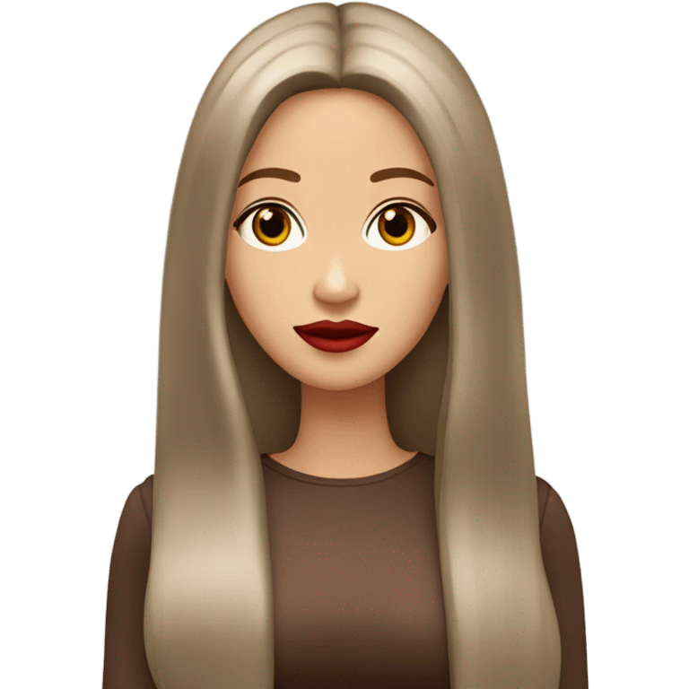 Amelije women, chocolate Brown Long hair, doll eyes ,red lips, light skin ￼ emoji