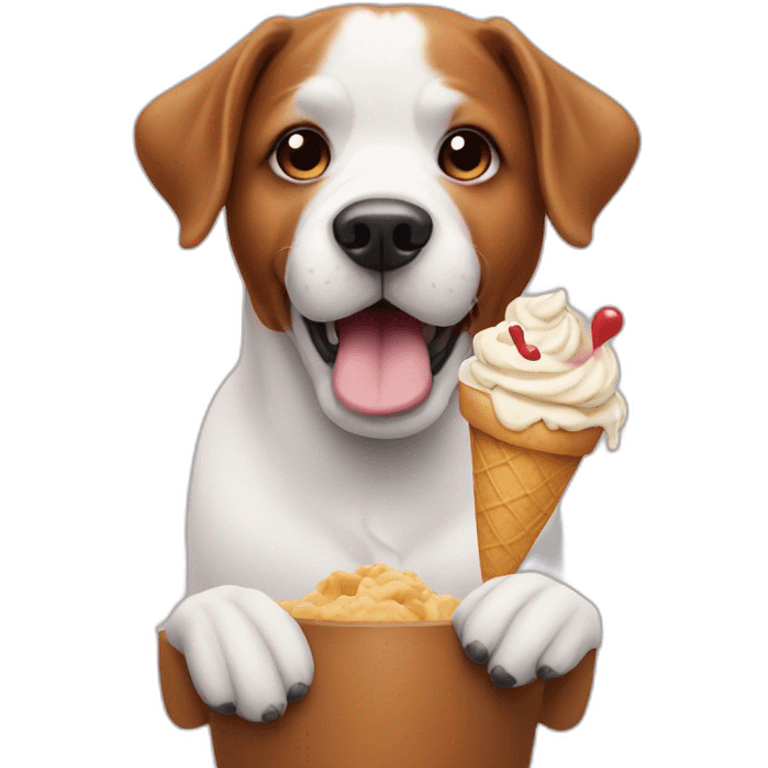 Dog watching phone with icecream  emoji