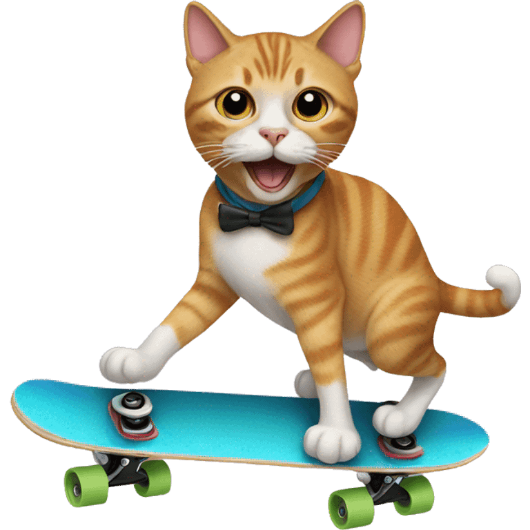 cat with a mustache riding a skateboard  emoji