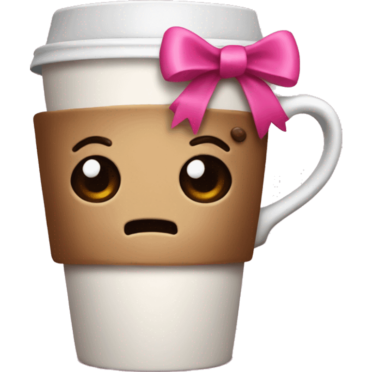 A coffee with a pink bow emoji