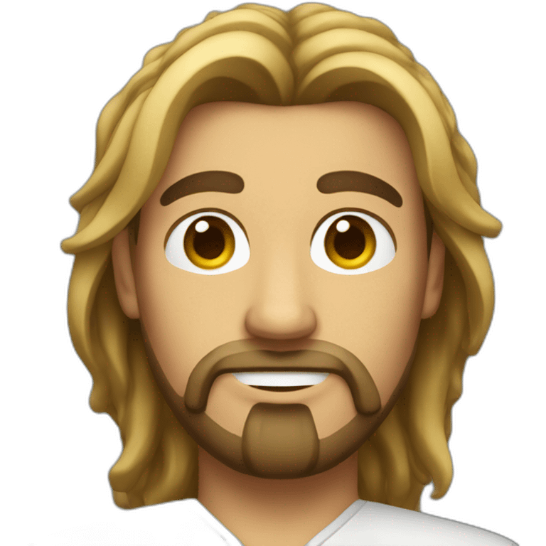 Men with long, tied hair and a goatee emoji