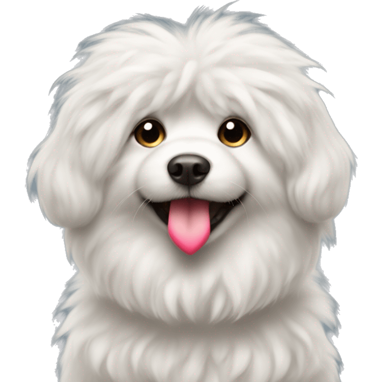 Cute, very fluffy dog with a heart emoji