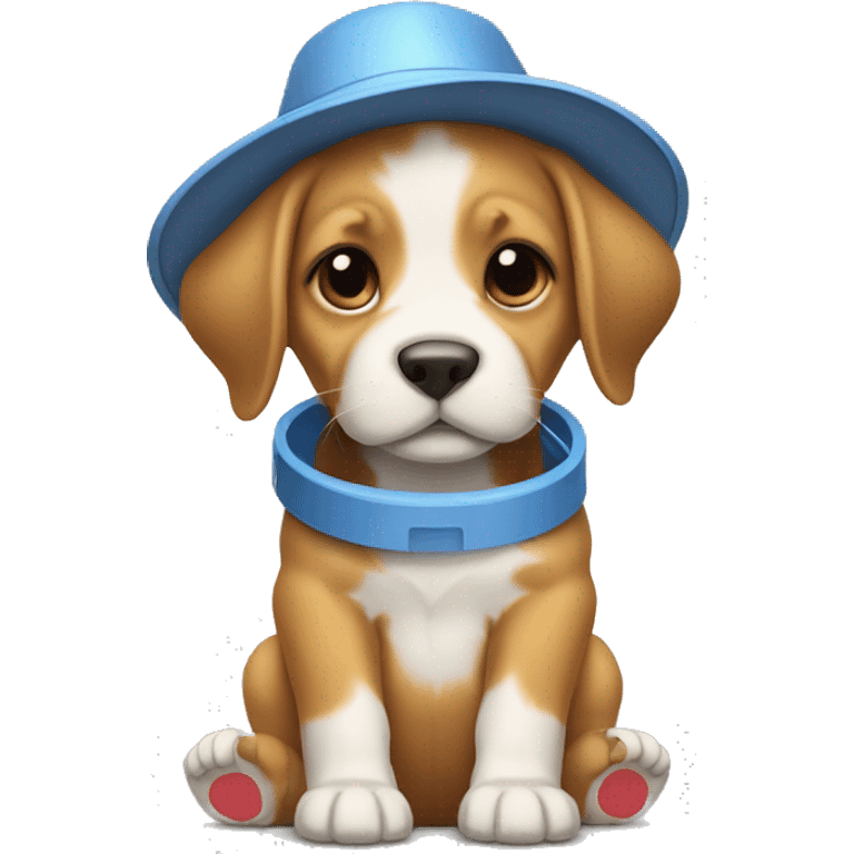 Puppy on its back legs with a bucket hat on emoji