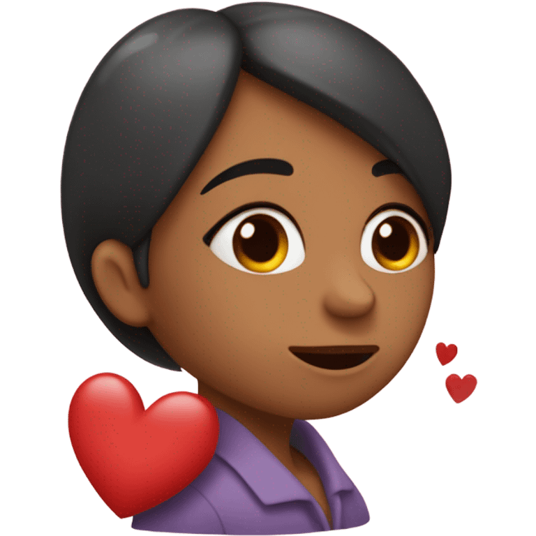 Una Mujer dandole un besi a otra con un corazon arriva de ambas cabezas  emoji