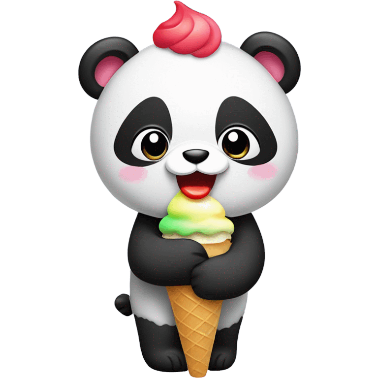 Panda eating ice cream emoji