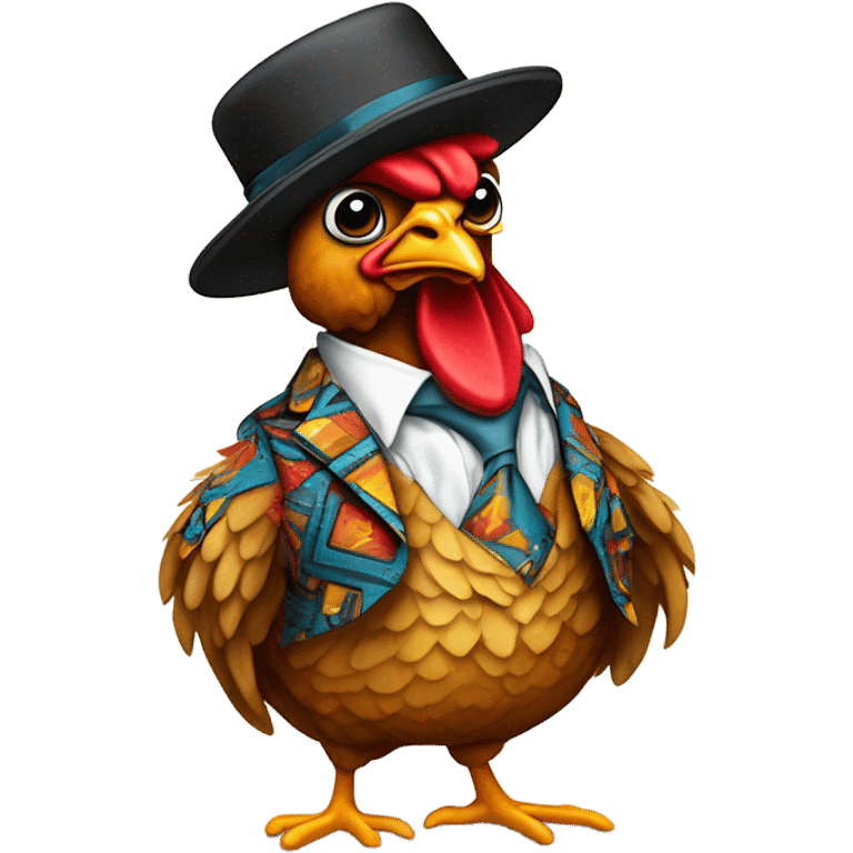 Chicken in a zoot suit emoji