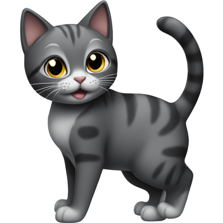 Black and grey cat playing emoji