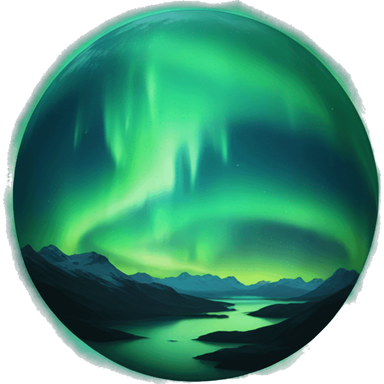 Northern lights encompassing earth emoji