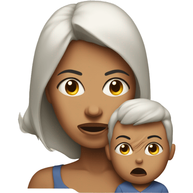 Mama with angry baby emoji