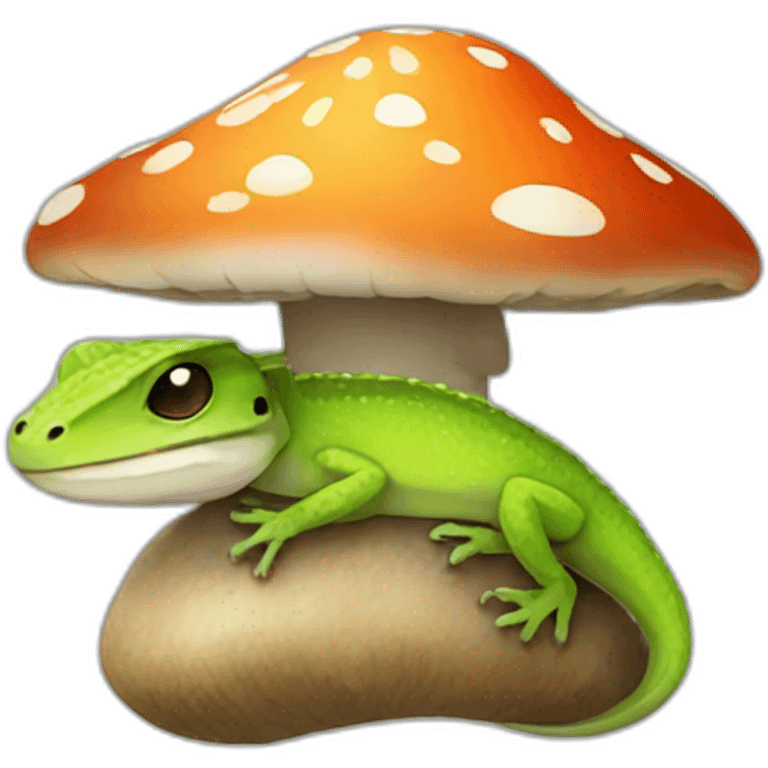 Lizard sleeping on mushroom emoji