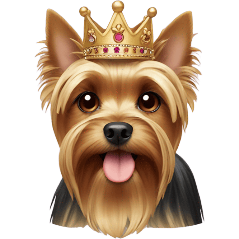 Yorkshire terrier wearing a crown emoji