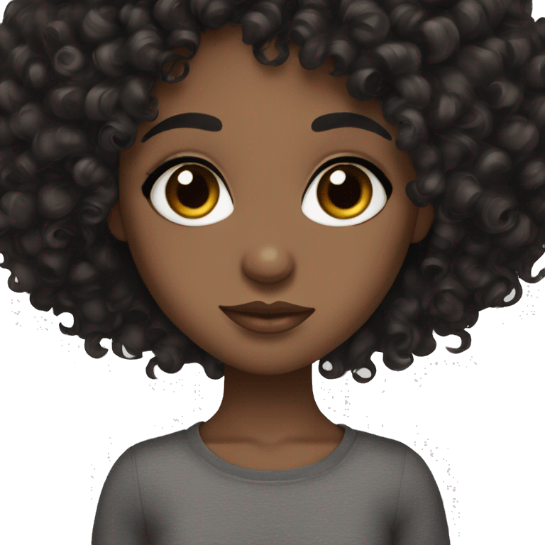 brown eyed black curly hair girl long eyelashes  emoji