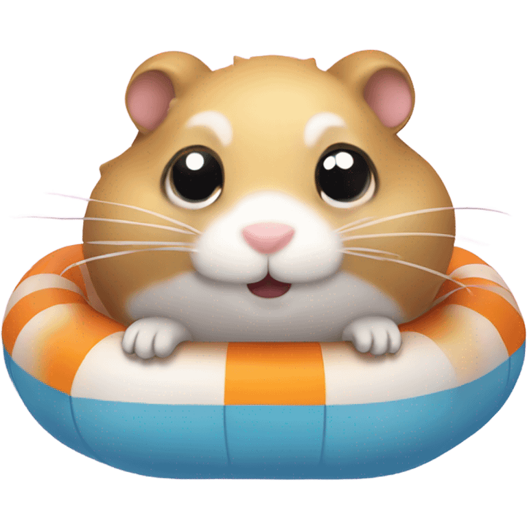 Hamster swimming with floaty emoji