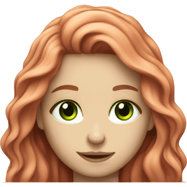 white pale red wavy long hair girl with bright green eyes with laptop emoji