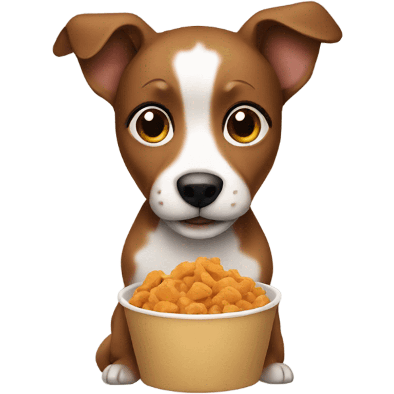 small brown dog eating food emoji