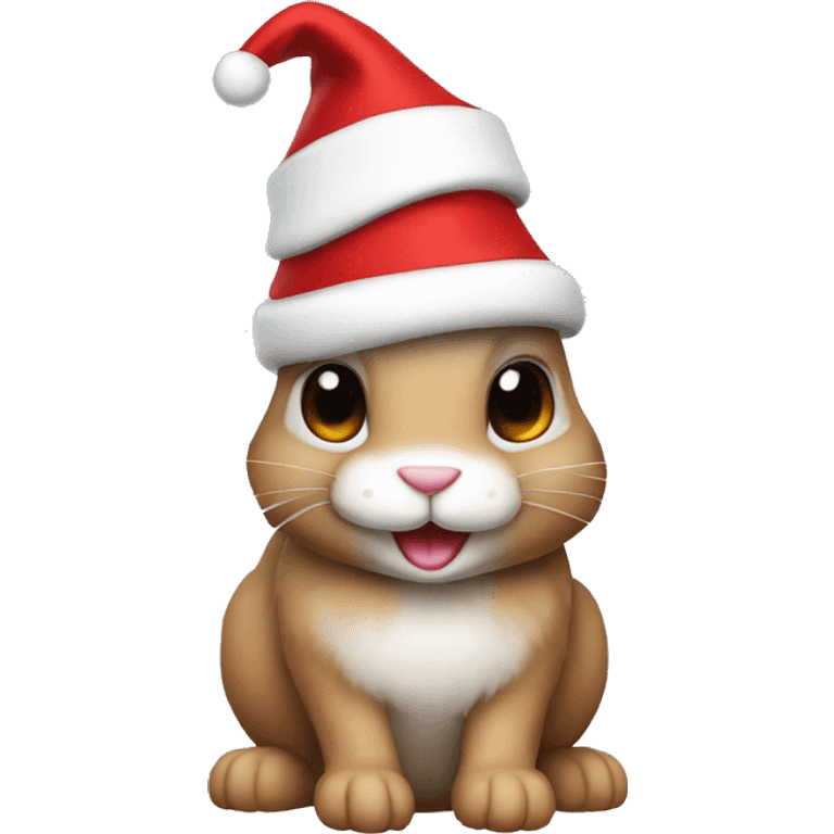 rabbit with christmas hat emoji