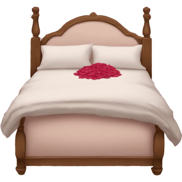 queen size bed with rose petals emoji