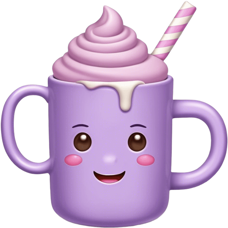 pastel mug of hot chocolate with violet pastel marshmallows  emoji