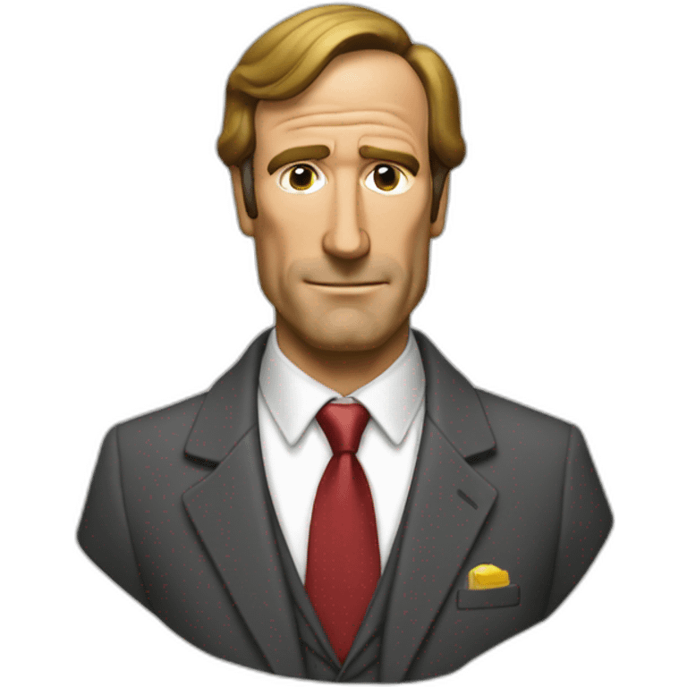 Saul Goodman with his classic ear pice and his icon is pose emoji