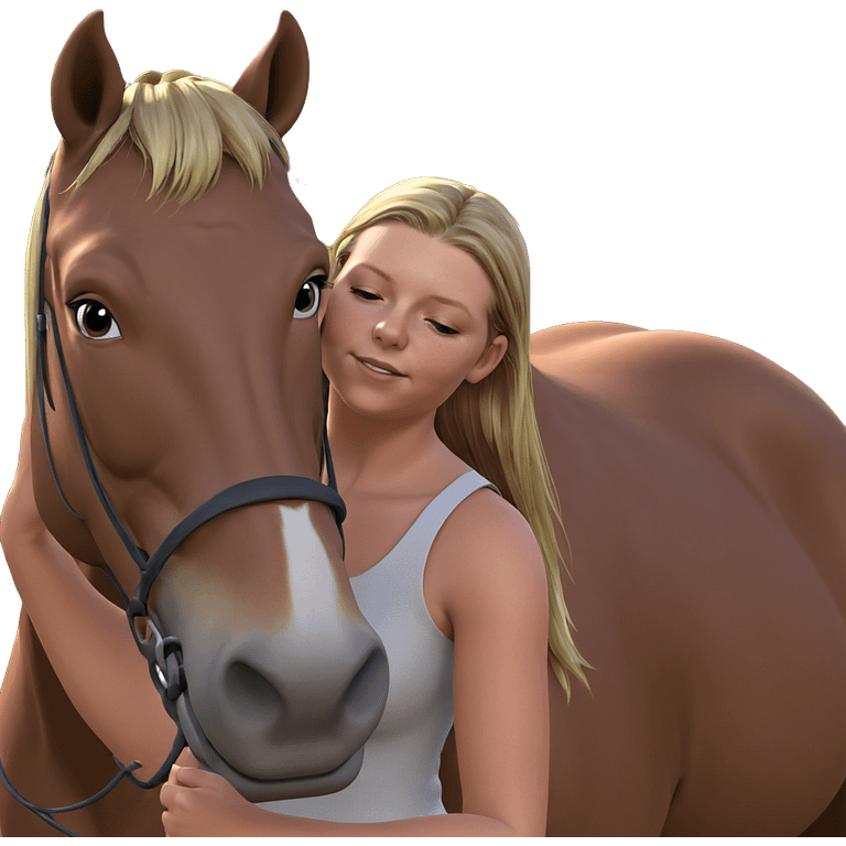 dreaming girl with a horse emoji