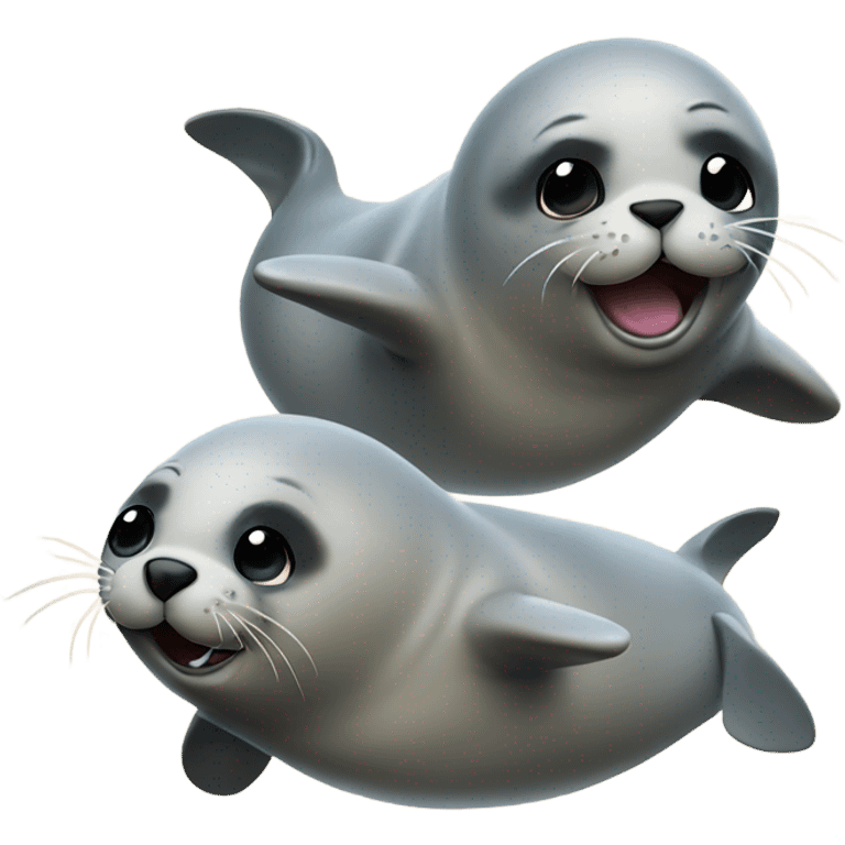 two seals flying like superheroes emoji