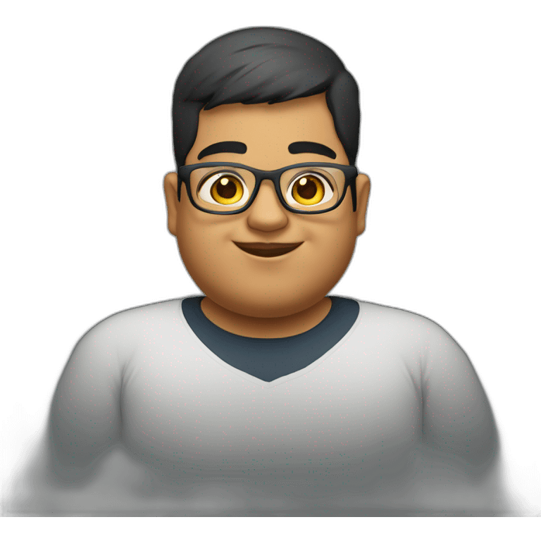 Young fat Arab 10 year old kid wearing glasses emoji