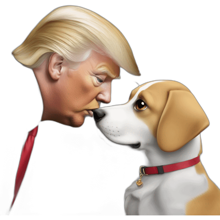 trump kissing a dog emoji