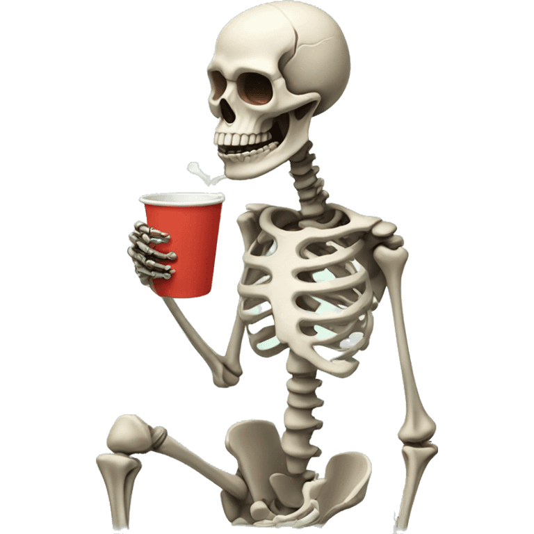 skeleton drinking from cup emoji