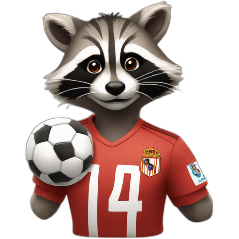 raccoon dressed in madrid soccer gear emoji